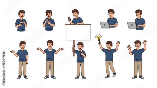 Diverse Man's Routine: Illustration of a man engaged in various daily activities, showcasing his life.