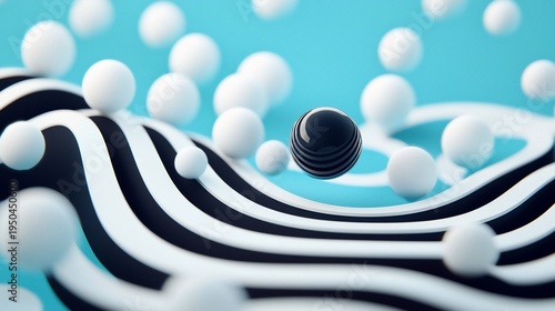 Spheres afloat black stripes abound
