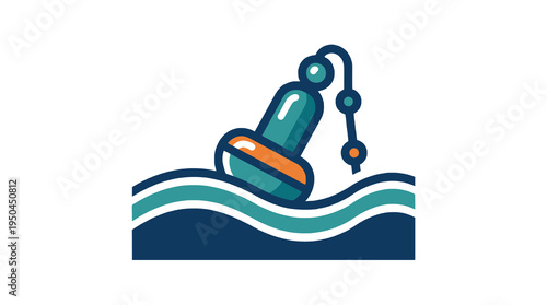 Flat design icon of a wave energy converter bobbing