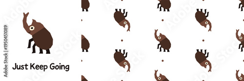 Insect cutout card with beetle bug flying. Whimsical insect card for kids decor and stationery.