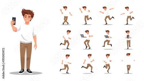 Character Pose Set: This dynamic character showcase various poses for different actions and activities. perfect for design