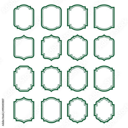 Set of Decorative Green Blank Frames and Labels