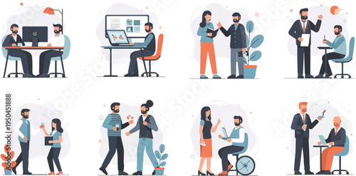 Diverse business people collaborate and work in modern office settings