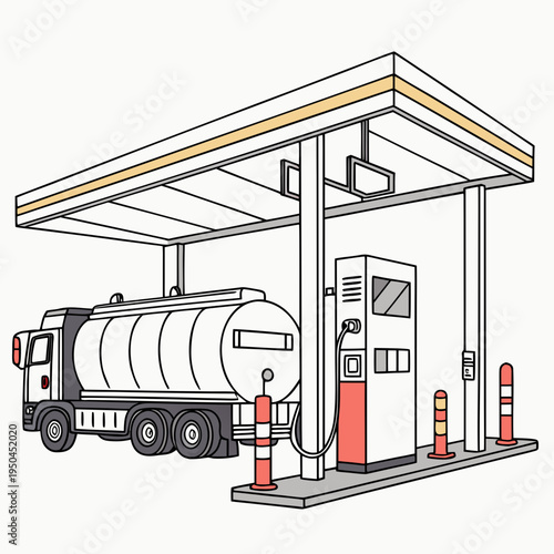 A large truck refueling at a gas station pump