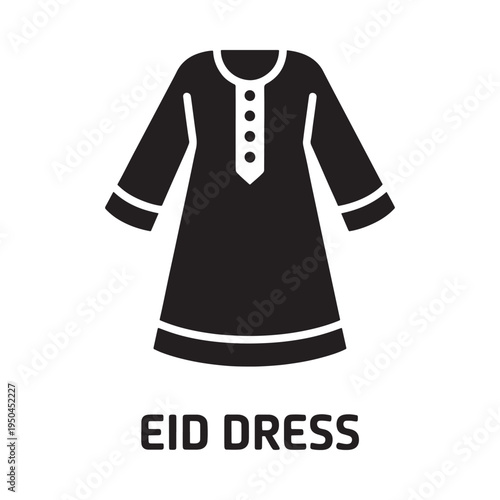 Simple black silhouette of a traditional long sleeved kurta dress