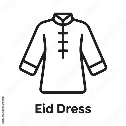 Simple line drawing of a traditional eid dress or tunic garment