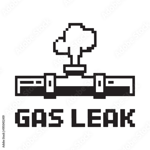 Pixelated illustration depicts a gas leak from an industrial pipe
