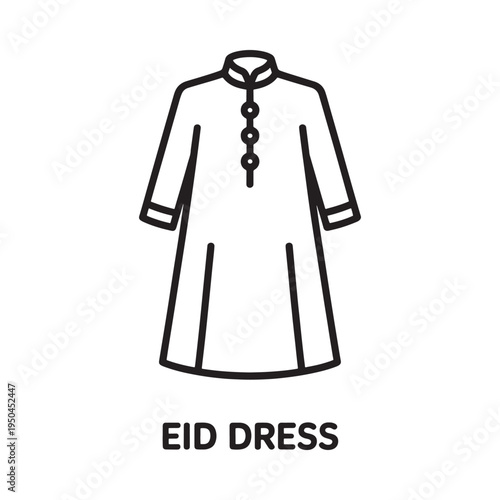 Simple line drawing depicts a traditional eid dress or kurta design