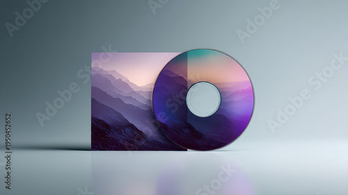 Album Art CD Mockup on Shiny Reflective Ground