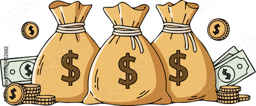 Money Bag Investment and Savings Concept Illustration