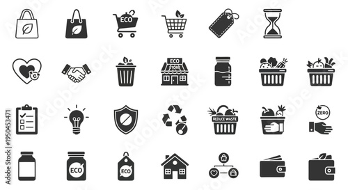  Vector Icons Set of Collection of shopping and consumer icons.