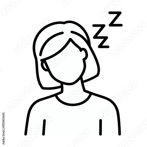 Vector of a sleepy person with the letter z indicating sleepiness
