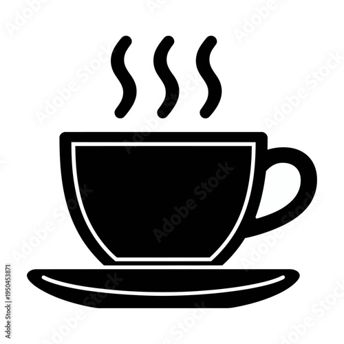 Vector of a steaming coffee cup on a saucer