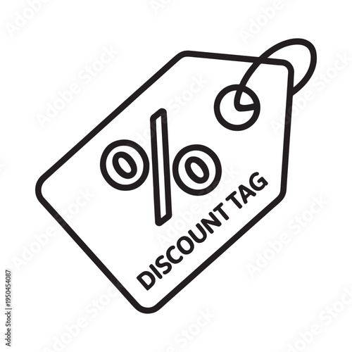 Line art illustration of a discount tag with a percentage symbol