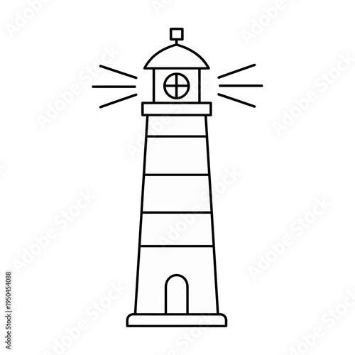 Wallpaper Mural Minimalist vector of a striped lighthouse emitting bright light beams Torontodigital.ca