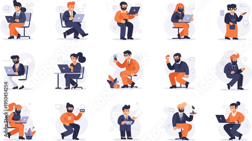 Diverse people working and interacting with technology in a modern setting