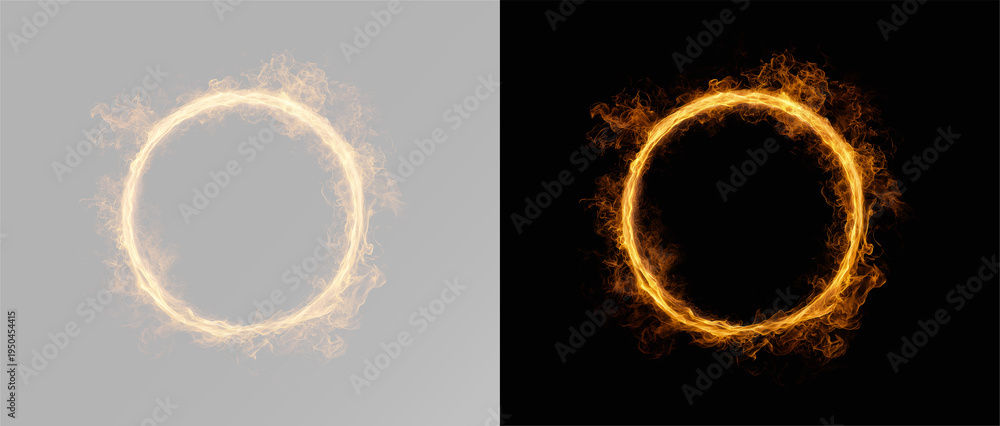 Fototapeta premium Circle fire ring glowing circle and abstract geometric ring with light point for jewelry display and elegant interface design