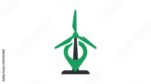 Green energy wind turbine location icon graphic design