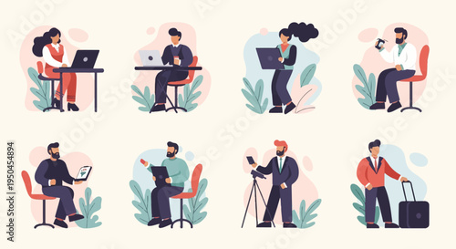 Diverse individuals working and interacting with technology in a modern setting (1)