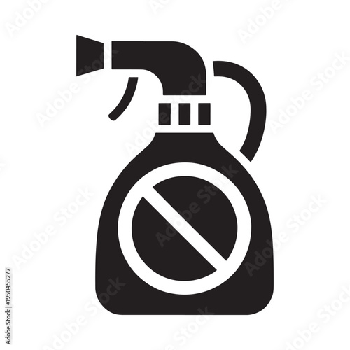 Simple black and white illustration of a spray bottle icon