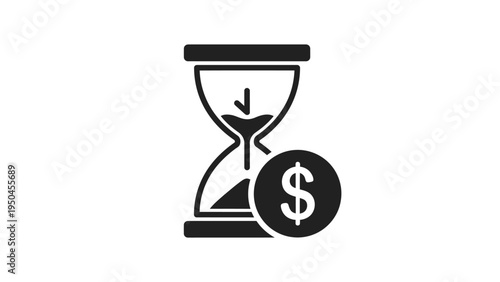 Time is money, depicted with an hourglass and dollar coin, symbolizing financial opportunities and the passage of time