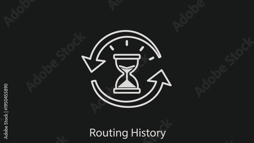 Visualizing Digital Routing History and Data Flow Over Time, Represented by an Hourglass Icon with Circular Arrows