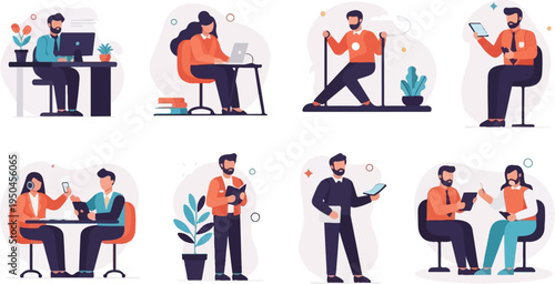 Diverse people in various daily activities, from work to fitness