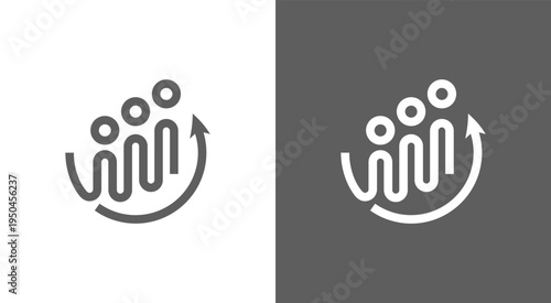 Growth and development concept with people and upward arrow.