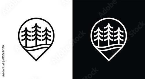 Minimalist Forest Location Icon NatureInspired Design for Navigation.