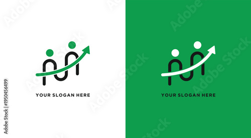 People growth logo with upward arrow and slogan.