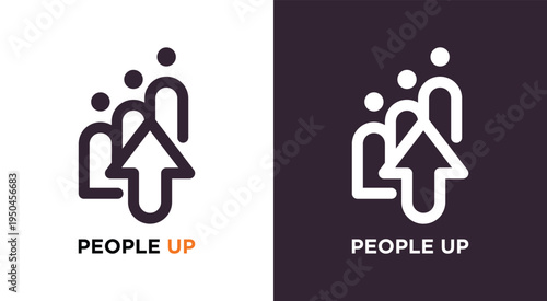People Up Logo Design Teamwork and Growth Concept.
