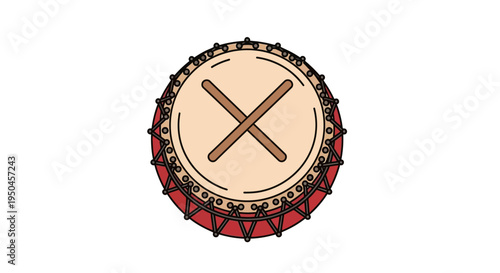 Hand Drawn Drum and Drumsticks Icon