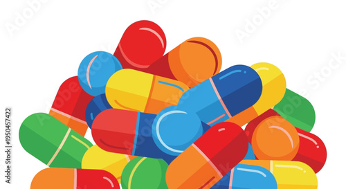 Pile of Colorful Pharmaceutical Capsules and Pills, Medicine Concept