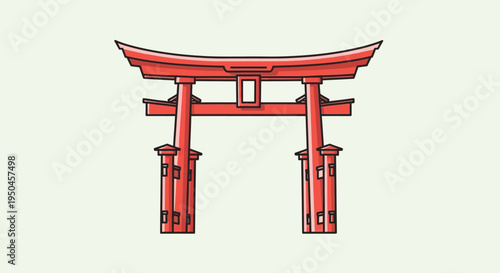 Red Torii Gate Illustration: Traditional Japanese Shrine Entrance