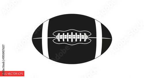 American Football Ball Silhouette Icon - Simple Vector Graphic