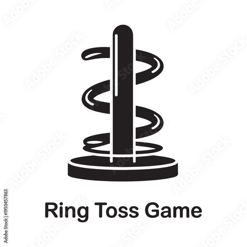 Simple black and white illustration of a classic ring toss game setup