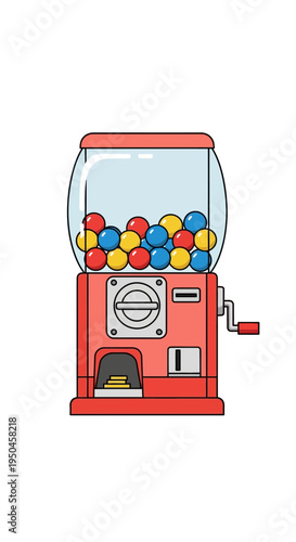 Retro Gumball Machine Filled with Colorful Candies, Vintage Toy Dispenser