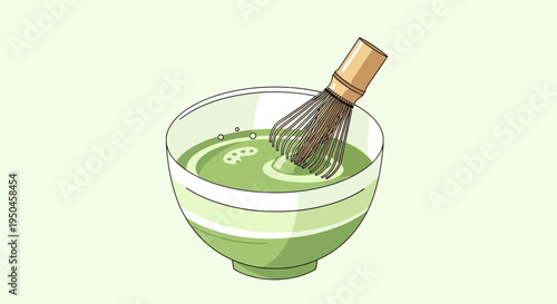 Traditional Matcha Whisking in Bowl: Green Tea Preparation