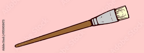 Professional Flat Art Brush with Long Handle for Acrylic Painting and Creative Graphic Illustration.