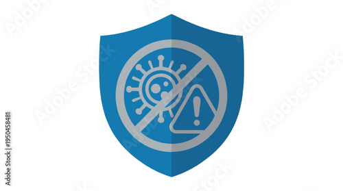 Shield protecting from virus and warning danger as safety icon