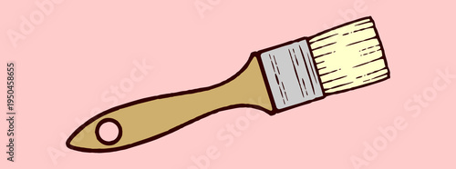 Versatile Medium Flat Paint Brush with Wooden Handle for Home Improvement and Urban Art Projects.