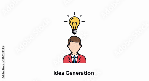 A stylized illustration of a person in a suit with a lit lightbulb above their head
