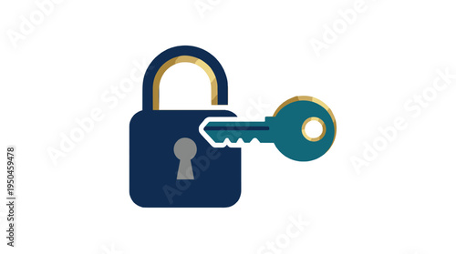 Key unlocking a secure digital lock, symbol of data protection