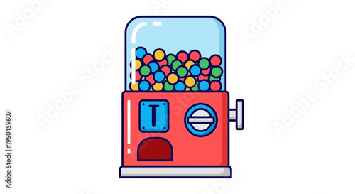Retro Gumball Machine Filled with Colorful Candies, Vintage Toy Dispenser