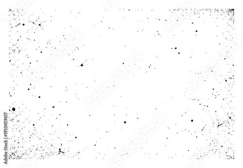 Subtle grainy texture with fine dust specks and ink splatters on white background