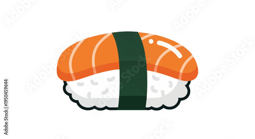 Salmon Nigiri Sushi with White Rice and Nori Seaweed Wrap