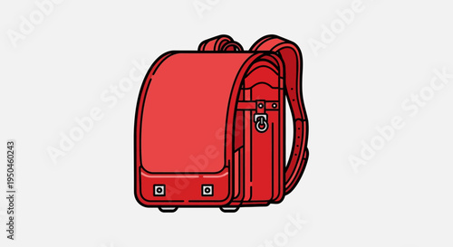 Red Japanese Randoseru Backpack - Traditional School Bag
