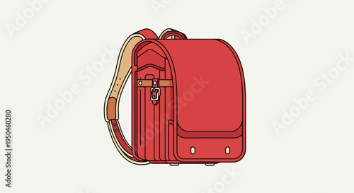 Red Randoseru Backpack: Traditional Japanese School Bag for Children