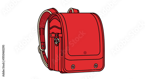 Red Randoseru Backpack - Traditional Japanese School Bag