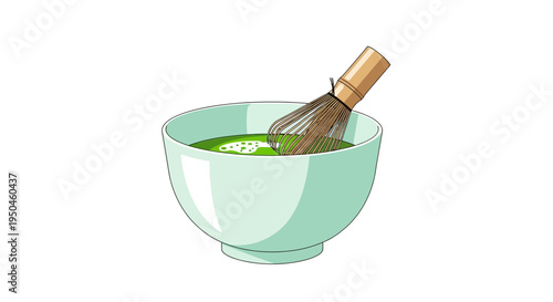Traditional Matcha Preparation: Whisking Green Tea Powder in a Bowl